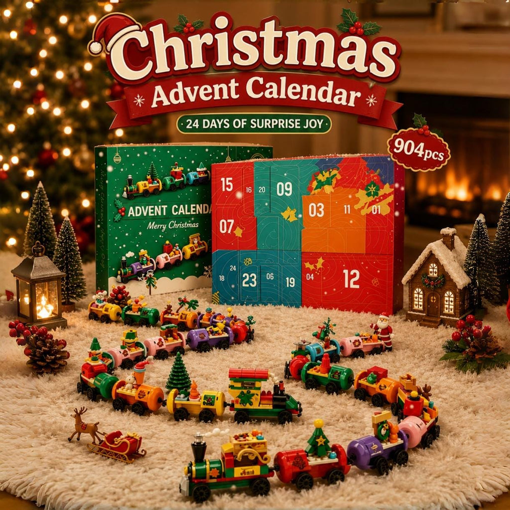 Christmas Train Building Block Advent Calendar 24‑Day Countdown Surprise Toy Set