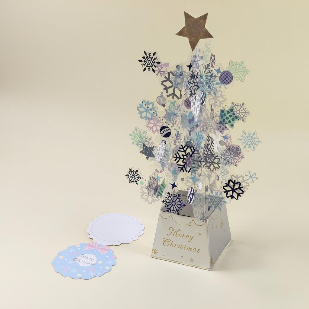 Translucent 3D Christmas Tree Card, Layered Snowflake Paper Decoration with Message Note