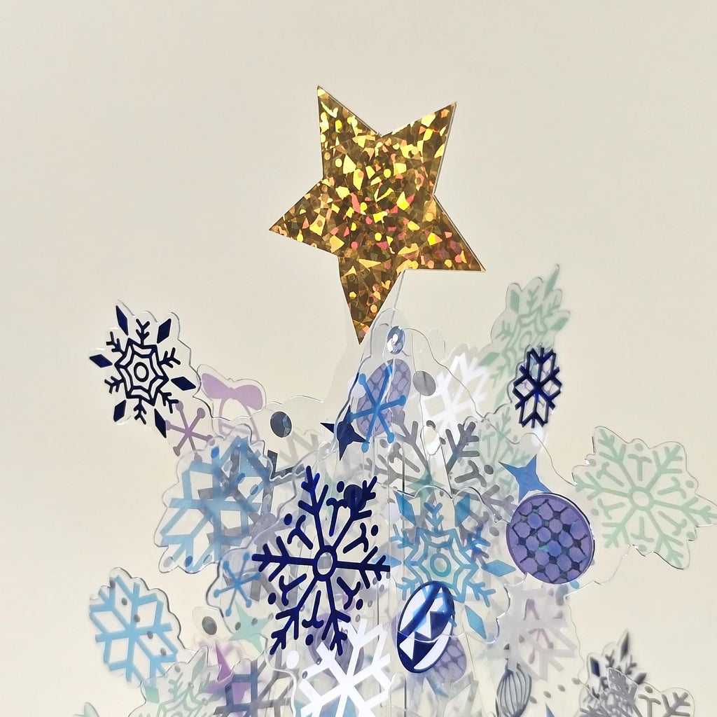 Translucent 3D Christmas Tree Card, Layered Snowflake Paper Decoration with Message Note