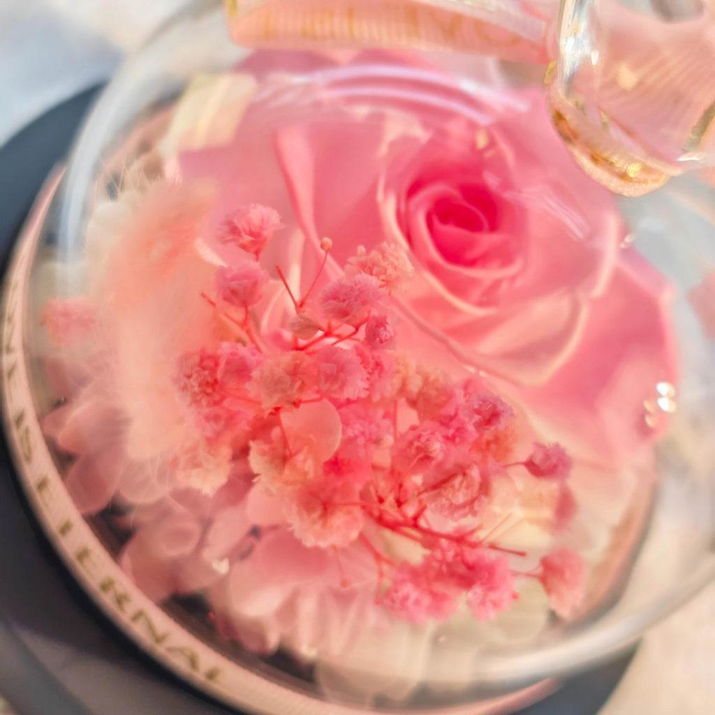 LED Preserved Rose Dome Glass Flower Eternal Bloom Romantic Home Decor Keepsake Light
