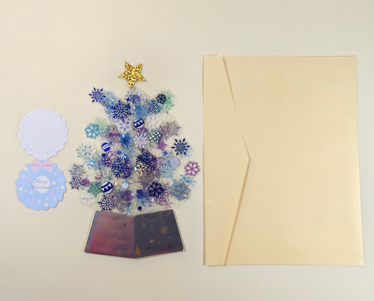 Translucent 3D Christmas Tree Card, Layered Snowflake Paper Decoration with Message Note