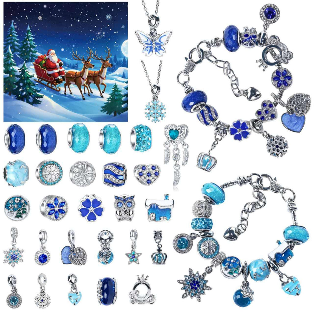 Christmas Charm Bracelet Making Kit, DIY Jewellery Advent Countdown Calendar with Beads and Pendants