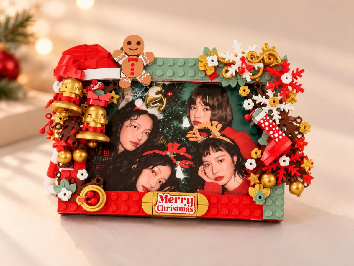 Snowman Christmas Photo Frame Building Set, Festive Brick Picture Frame Decoration