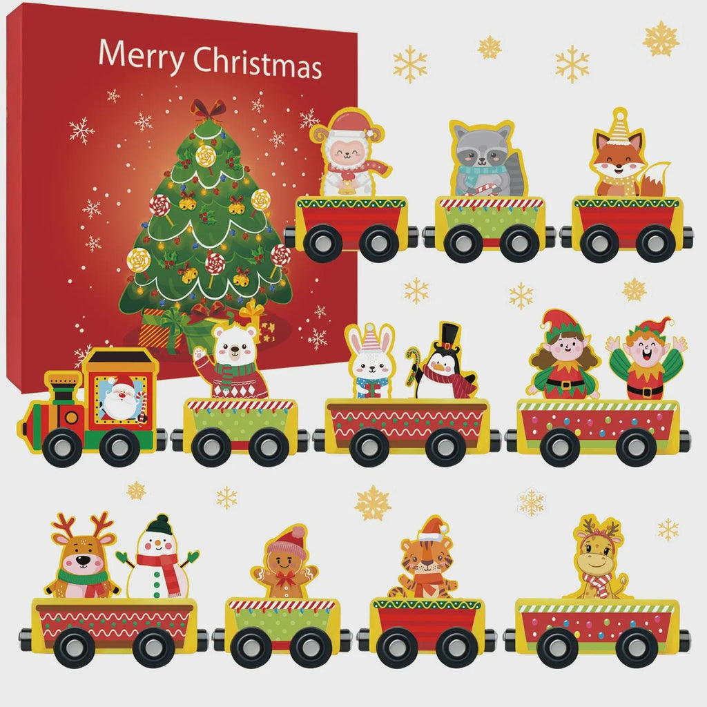 Christmas Train Building Block Advent Calendar 24‑Day Countdown Surprise Toy Set