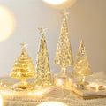Light Up Glass Christmas Trees, LED Tabletop Christmas Decorations, Gold Red Green