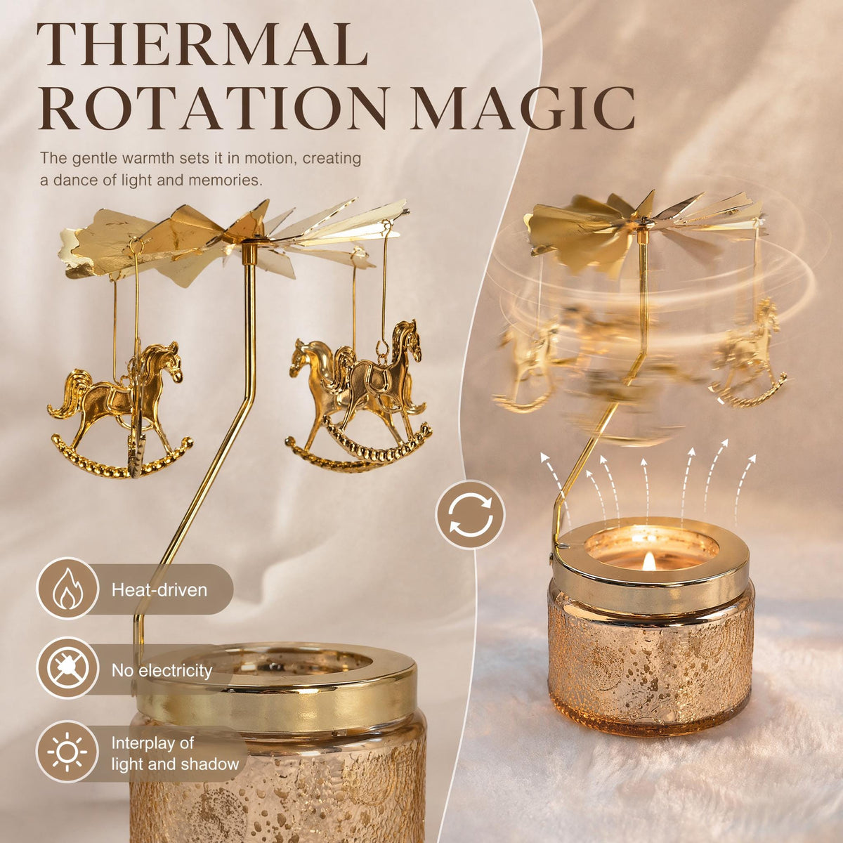 Golden Fairy Candle Carousel, Spinning Tea Light Holder, Romantic Home Decor, Fairy