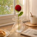 Handmade Crochet Rose Flower Knitted Rose Cotton Yarn Floral Decor