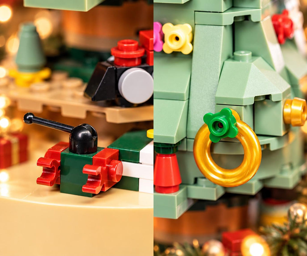 Christmas Tree Wind-Up Music Box Building Set, Light Up Festive Brick Christmas Decoration