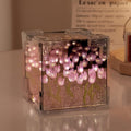 Handmade Tulip Flower Cube Night Light DIY Floral Desktop Table Home Decor Ornament