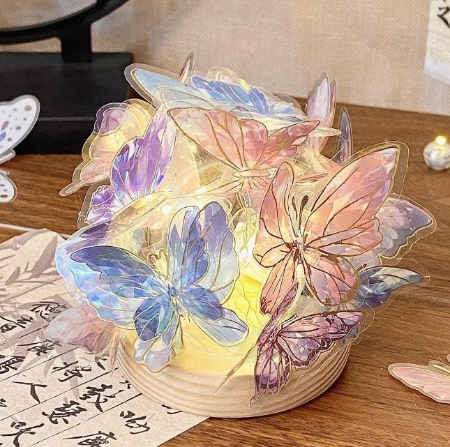 DIY Colorful Butterfly Night Light Hand‑Assembled Acrylic Tabletop Home Lamp Ornament
