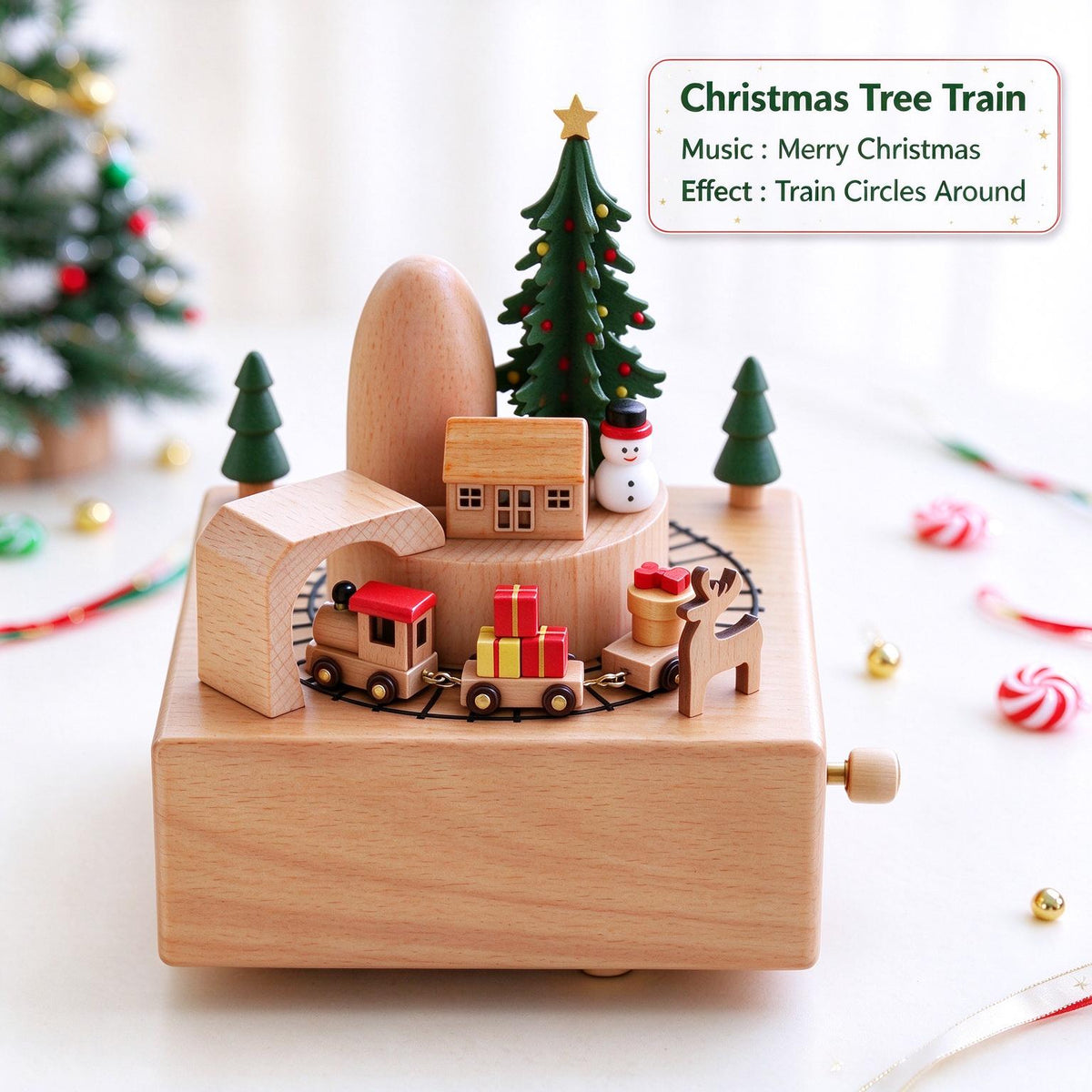 Wooden Music Box Rotating Carousel Handmade Keepsake Kids Gift