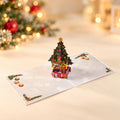 Pop Up Christmas Card, 3D Festive Tree with Presents, Holiday Greeting Surprise: Foldable, Wrapped Gifts, Star, Winter Patterns