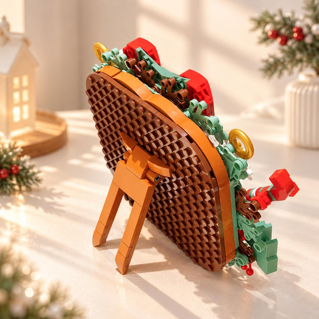 Christmas Wreath Tabletop Mirror Building Set, Festive Brick Vanity Mirror Decoration