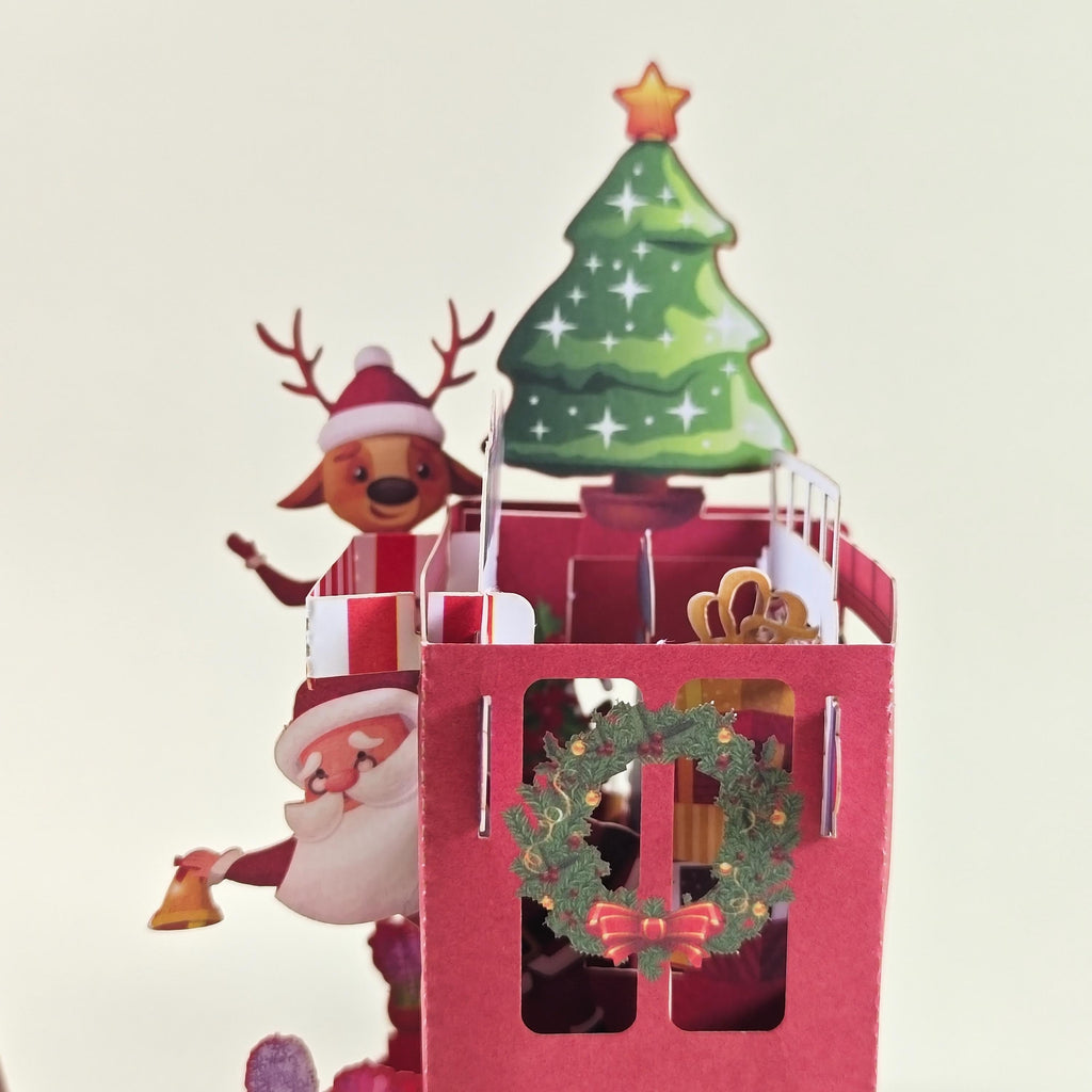 3D Christmas Truck Card with Santa, Reindeer, Snowman and Personal Message Board