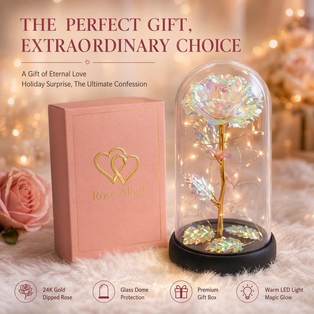 Acrylic Dome, LED Fairy Lights, Gold Metal Stem, Plastic Base, Battery Box