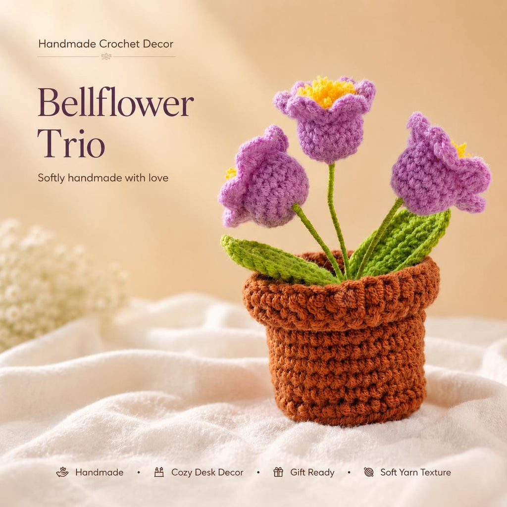 Handmade Crochet Potted Flower Knitted Flower Pot Cotton Yarn Home Decor