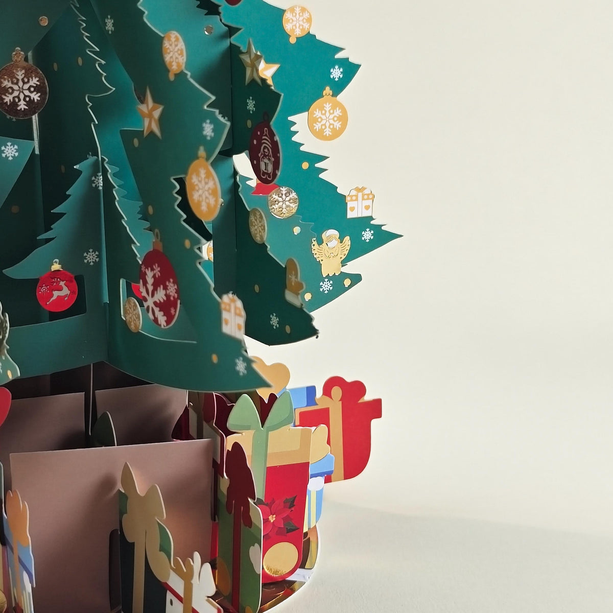 3D Standing Christmas Tree Card with Fold Out Message, Festive Paper Decoration
