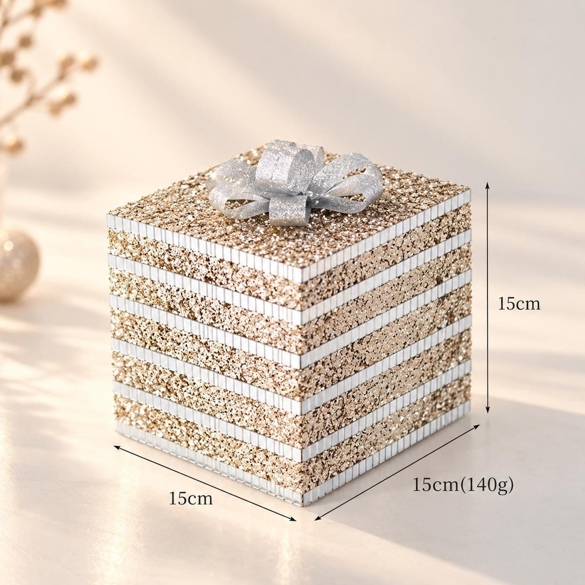 Champagne Gold Christmas Ornaments, Luxury Baubles, Glitter Tree Decorations, Elegant Holiday Decor