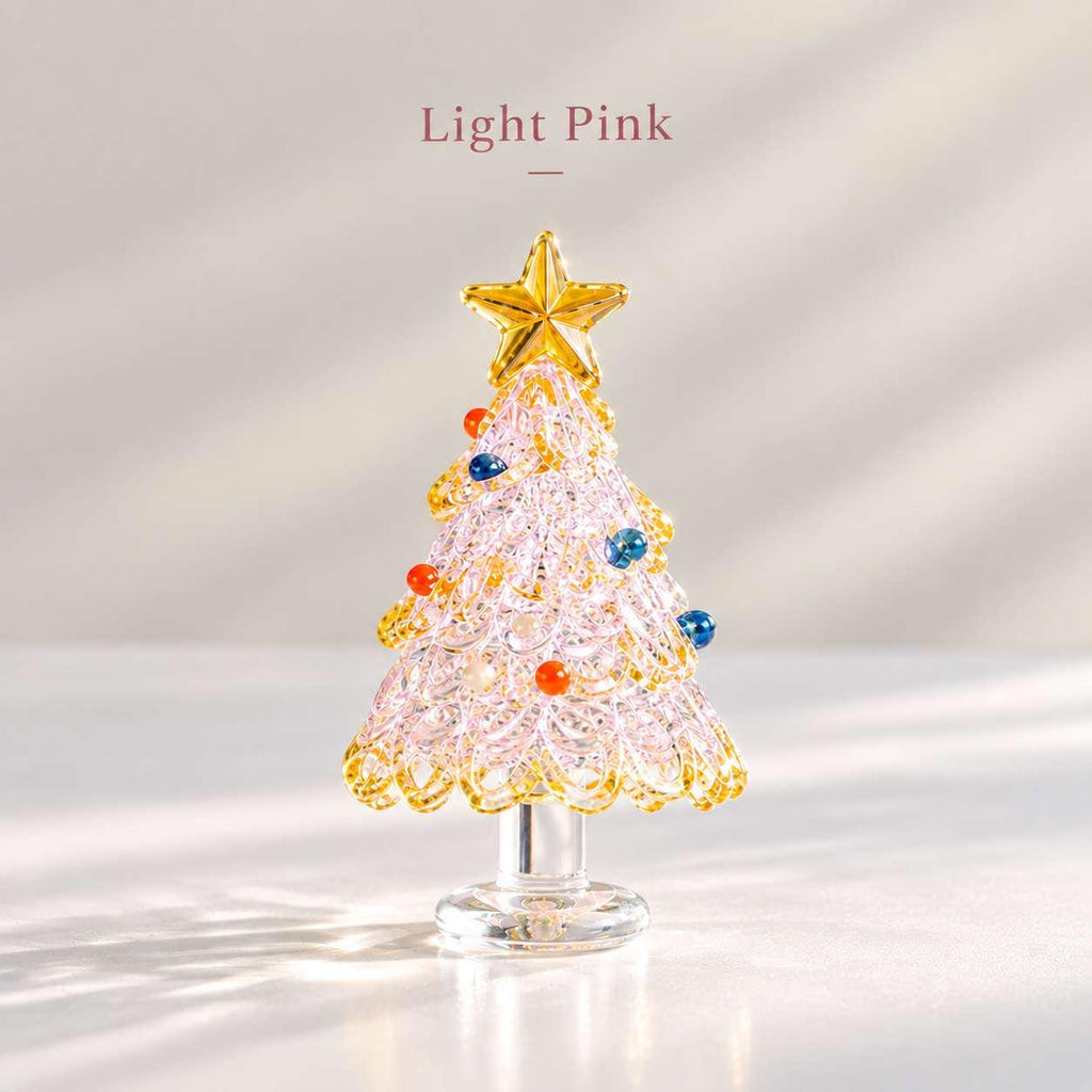 Handmade Glass Christmas Tree Figurine Gift for Holiday Decor Desktop Table Ornament