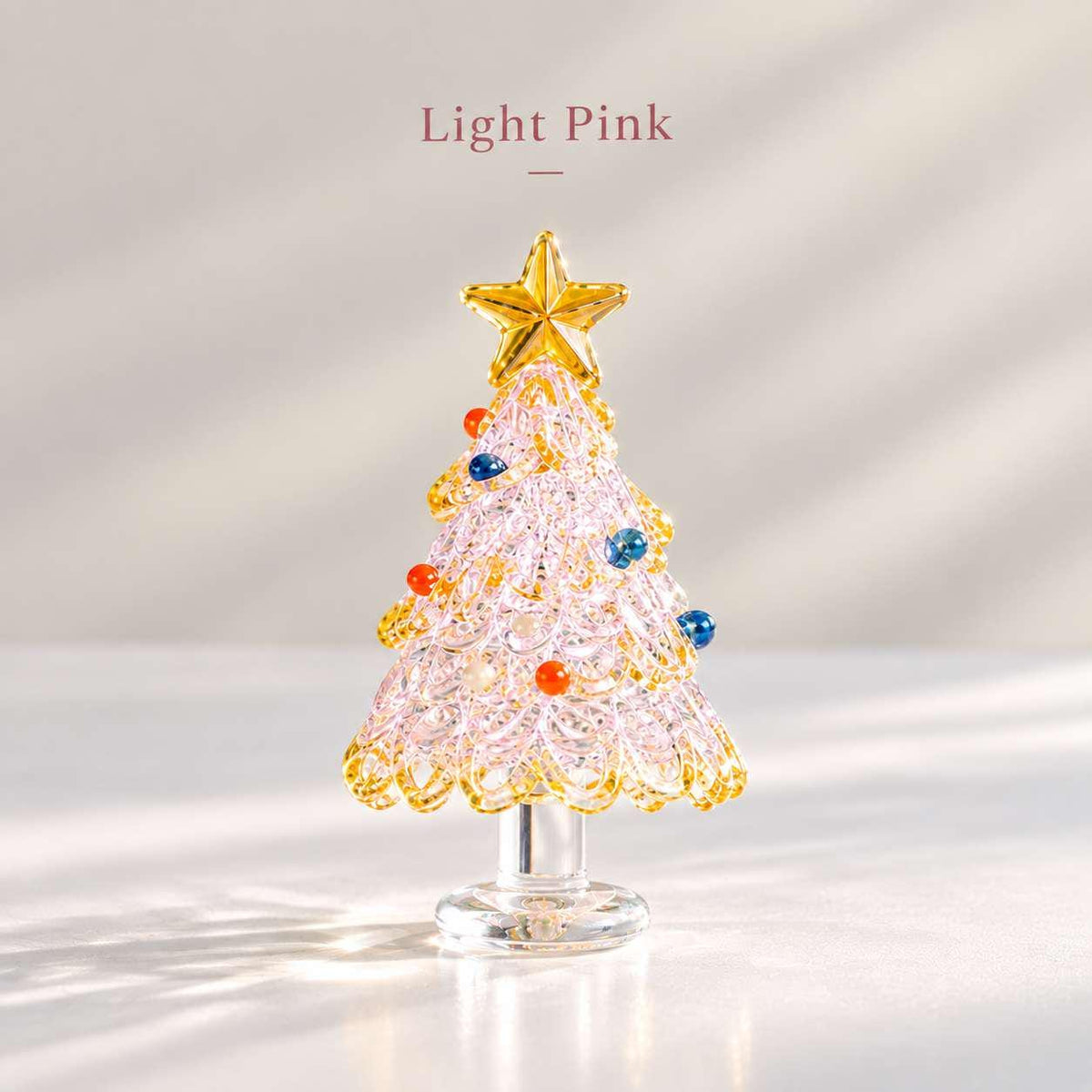 Handmade Glass Christmas Tree Figurine Gift for Holiday Decor Desktop Table Ornament