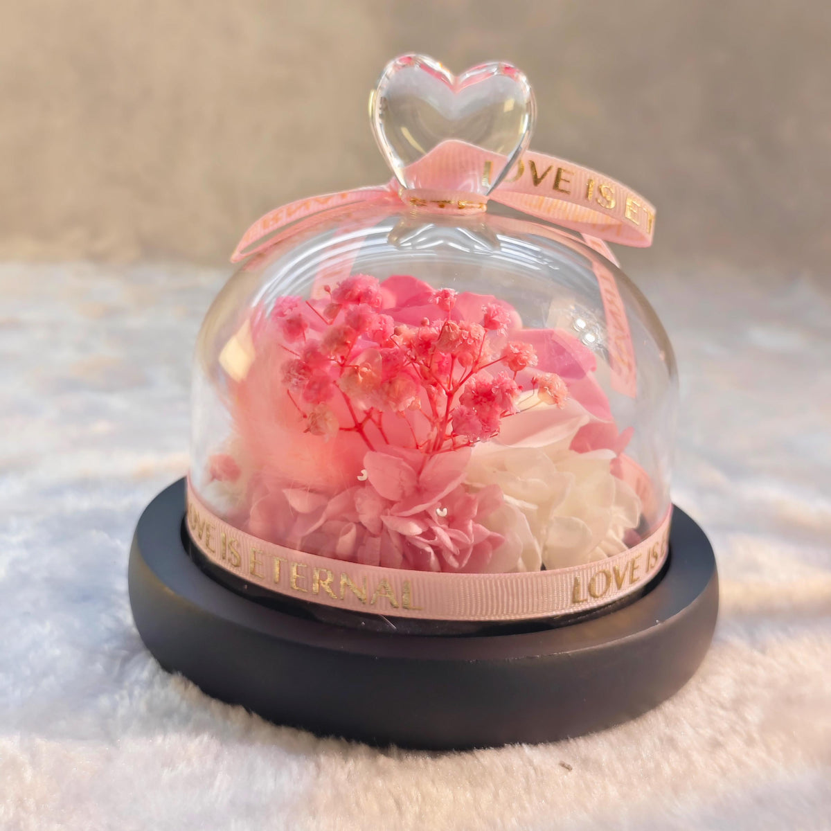 LED Preserved Rose Dome Glass Flower Eternal Bloom Romantic Home Decor Keepsake Light