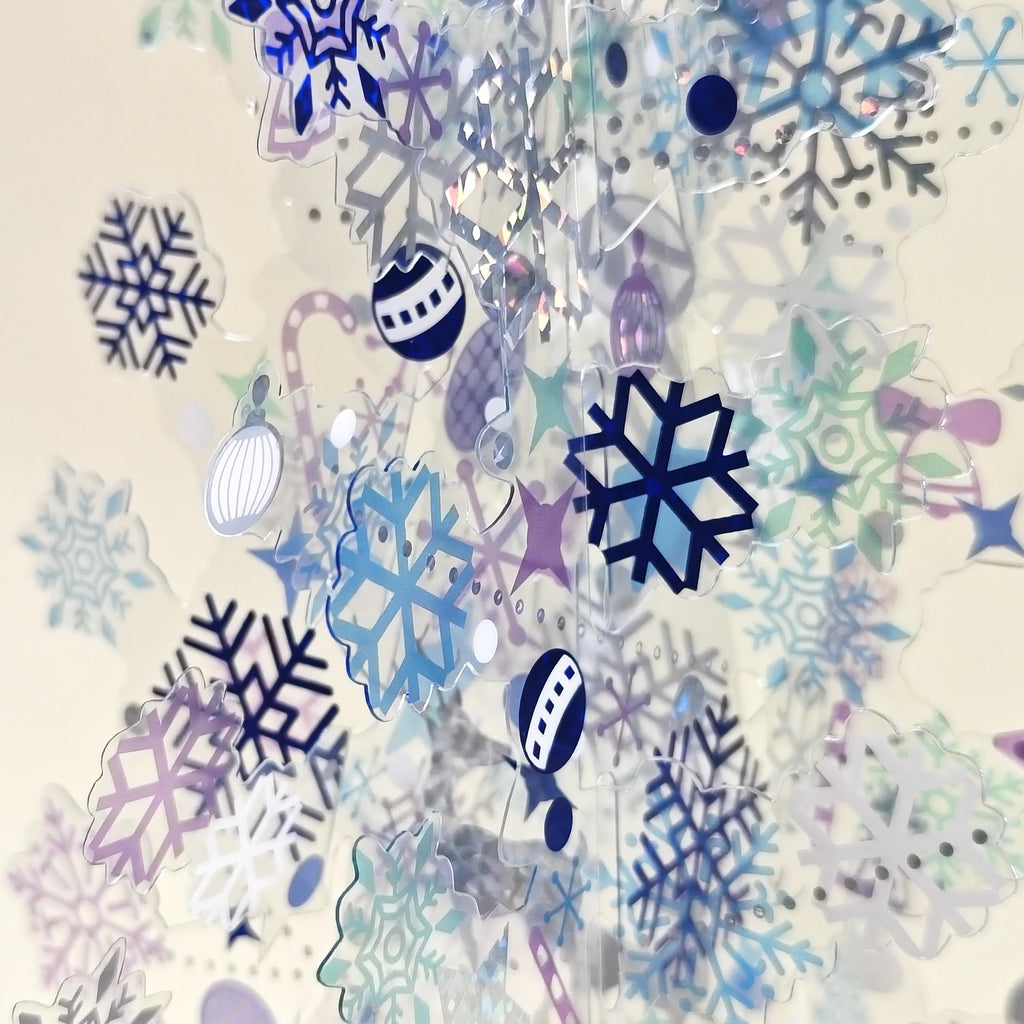 Translucent 3D Christmas Tree Card, Layered Snowflake Paper Decoration with Message Note