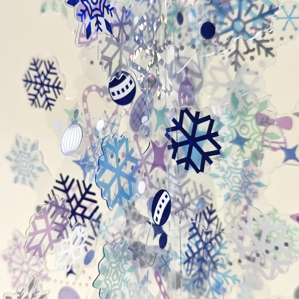 Translucent 3D Christmas Tree Card, Layered Snowflake Paper Decoration with Message Note