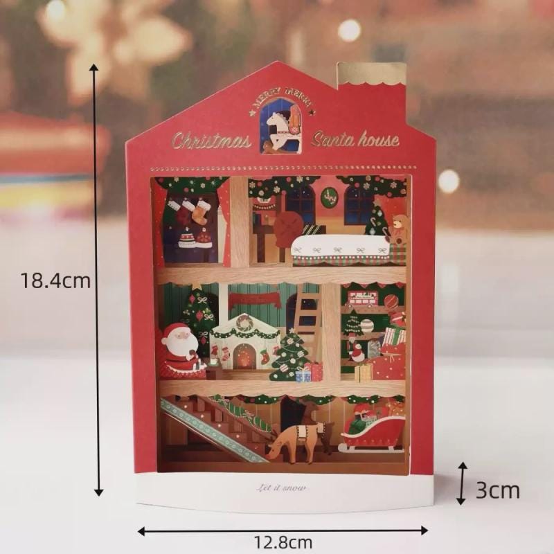 Christmas 3D Pop‑up Paper House Card Hollow Paper Craft Holiday Greeting Note