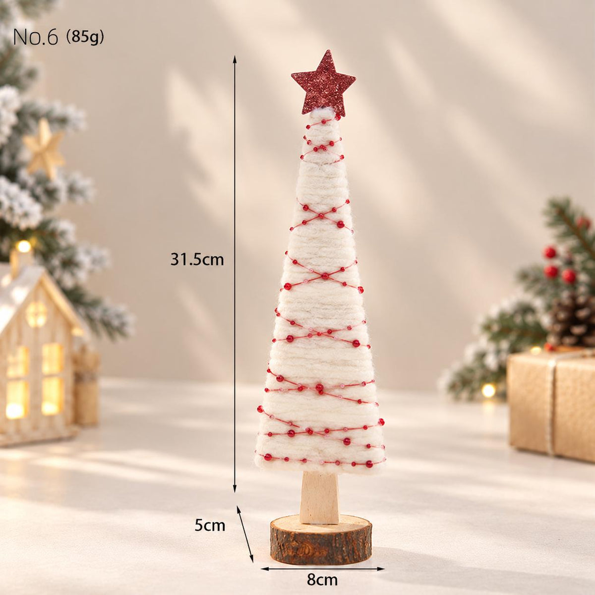 Nordic Christmas Wooden Wool Felt Figurine Reindeer Tree Desktop Home Table Ornament Decor