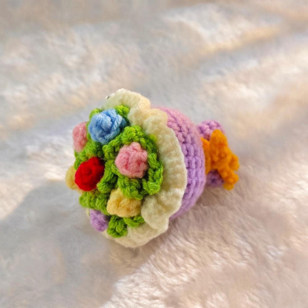 Hand Crocheted Mini Rose Bouquet Handmade Yarn Flower Tabletop Home Ornament Decor