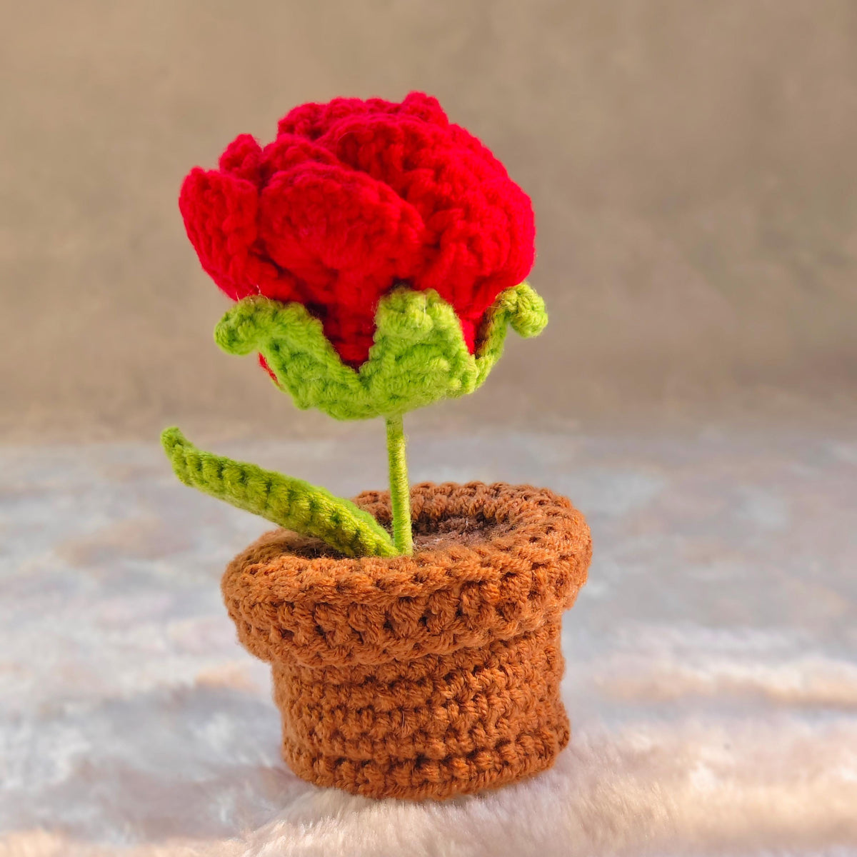 Handmade Crochet Potted Flower Knitted Flower Pot Cotton Yarn Home Decor