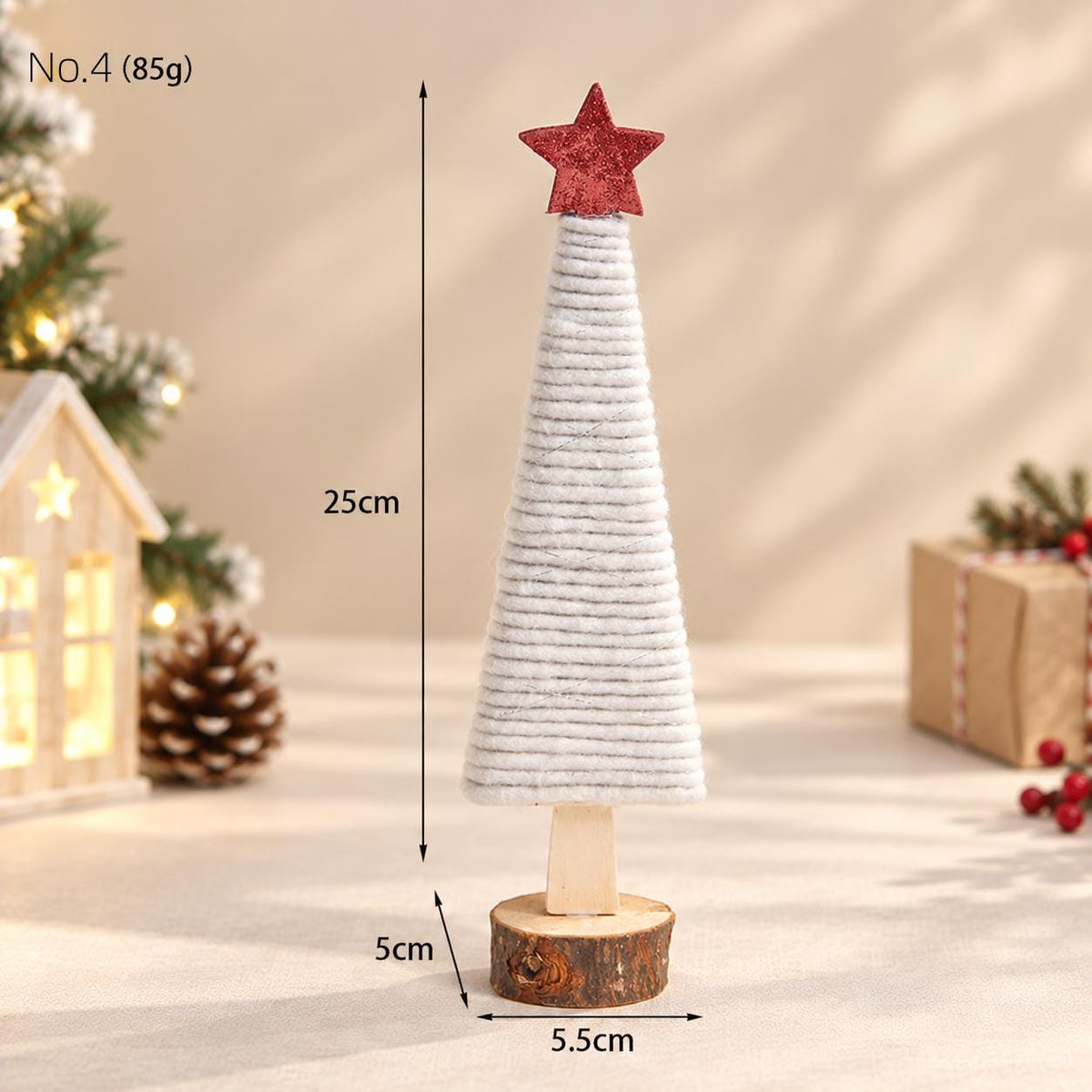 Nordic Christmas Wooden Wool Felt Figurine Reindeer Tree Desktop Home Table Ornament Decor