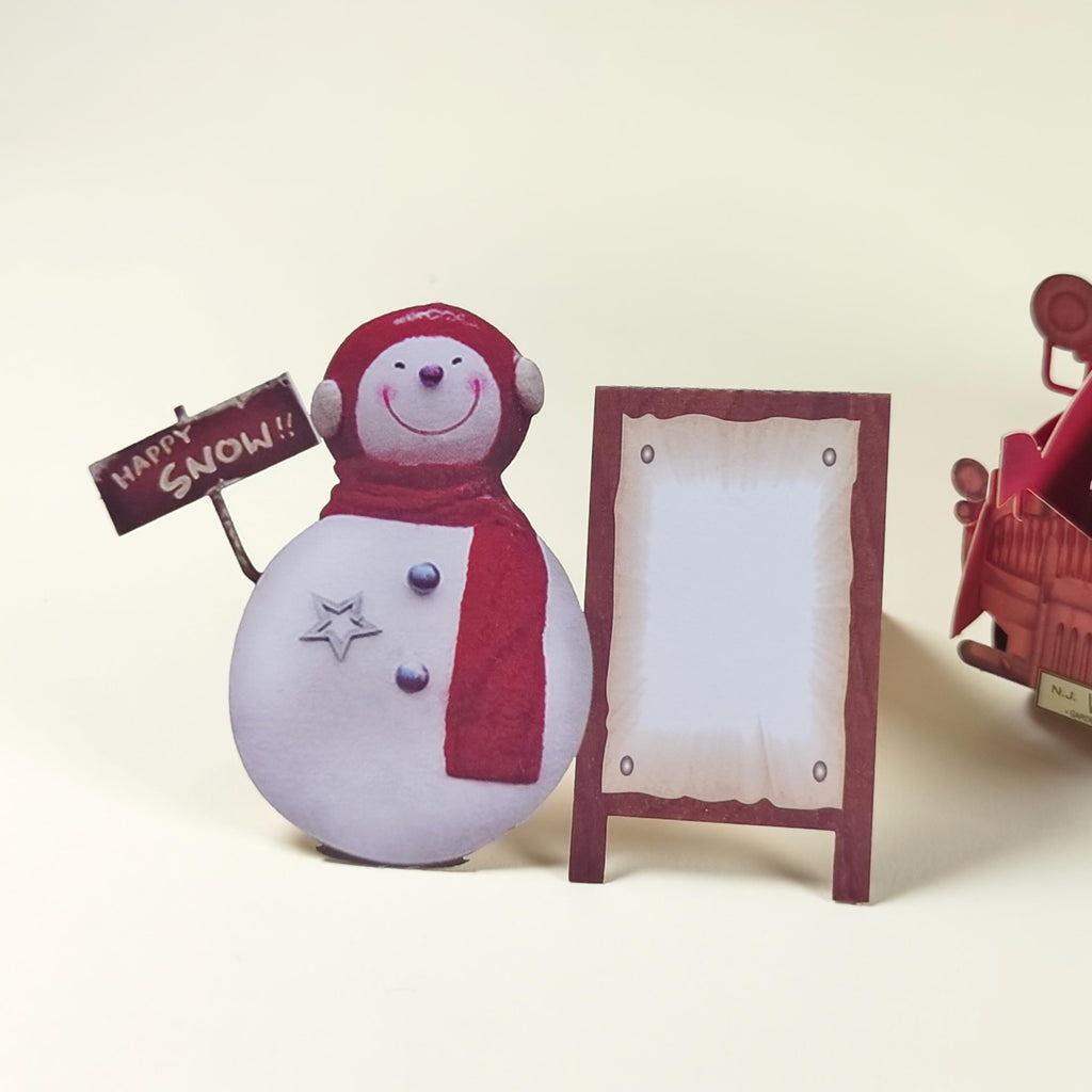 3D Christmas Truck Card with Santa, Reindeer, Snowman and Personal Message Board