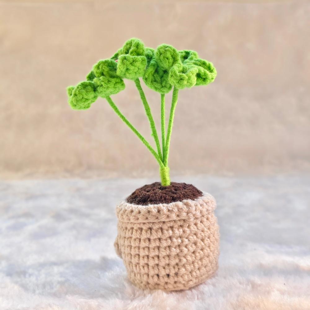 Handmade Crochet Emotional Support Plant: Knitted Flower with Encouraging Card (Desk Decor)