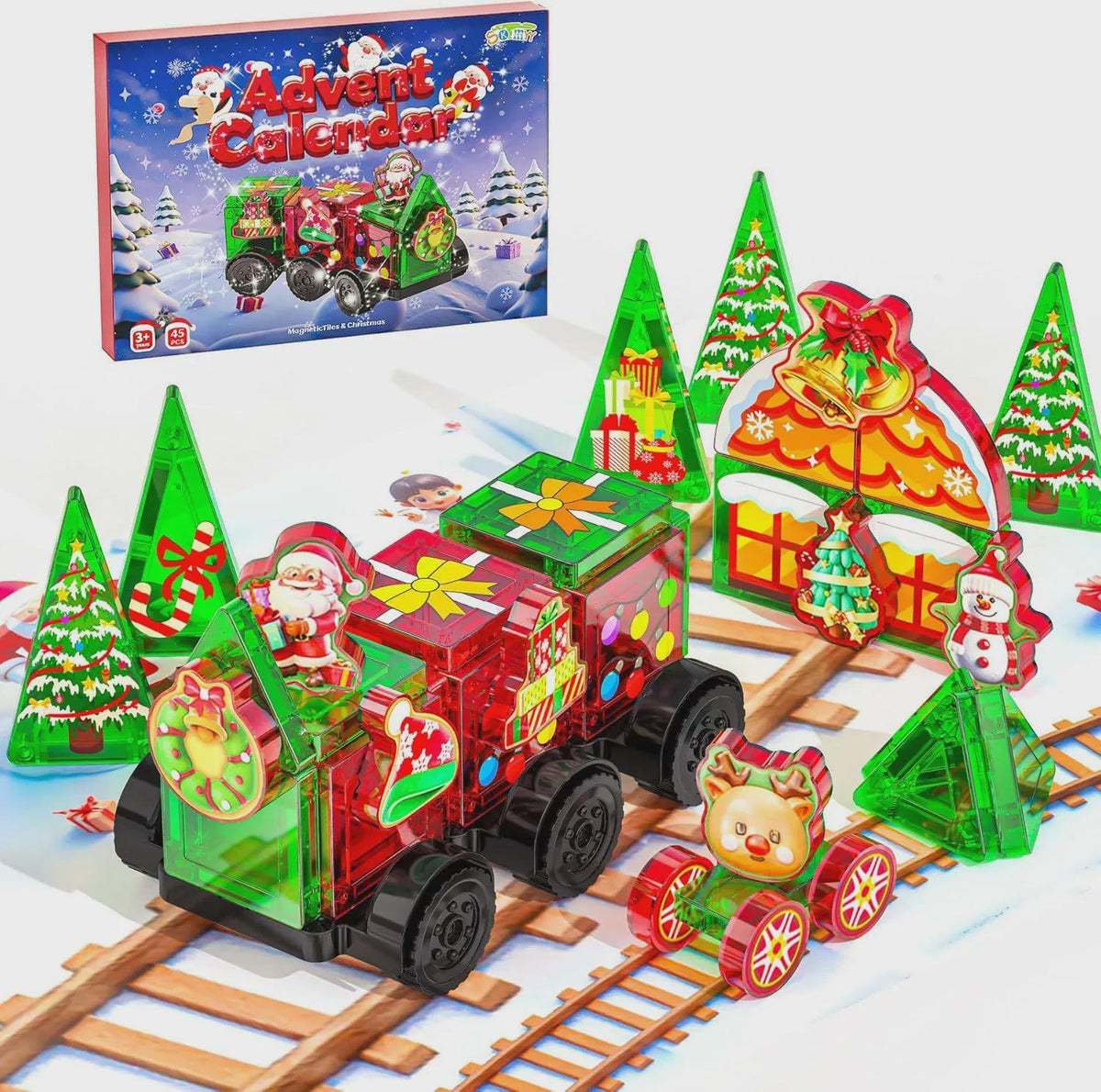 Christmas Train Building Block Advent Calendar 24‑Day Countdown Surprise Toy Set