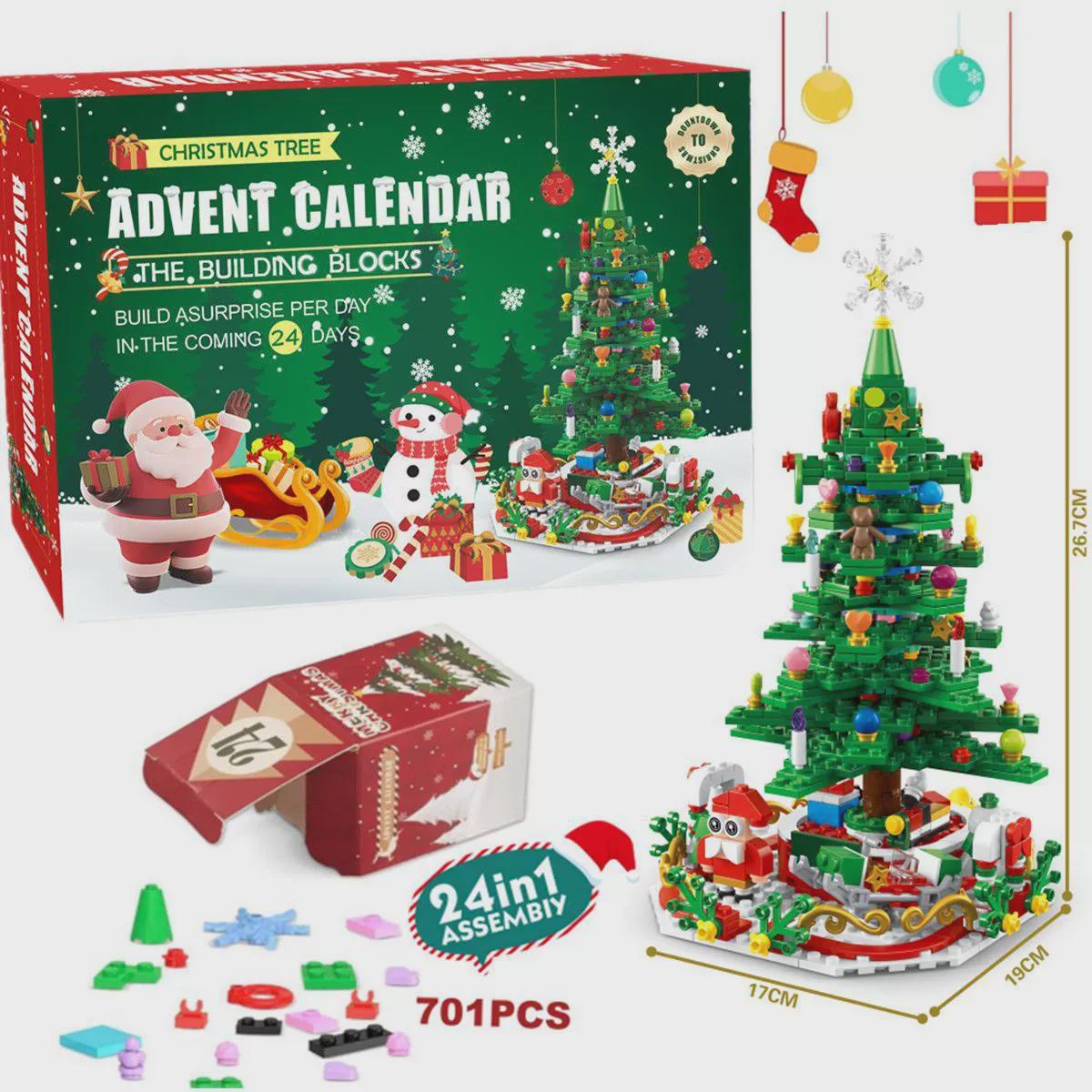 Christmas Tree Building Block Advent Calendar 24‑Day Countdown Surprise Decor Kit