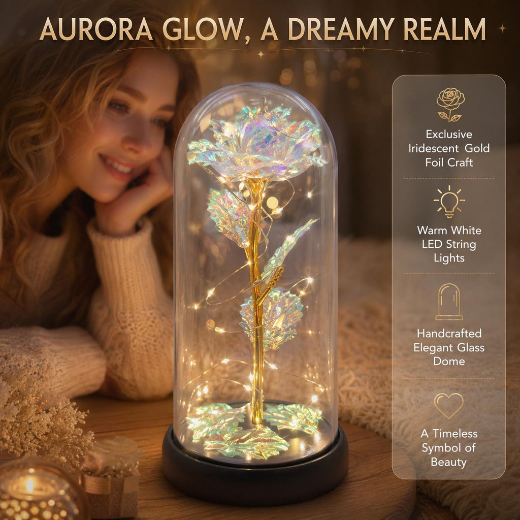 Acrylic Dome, LED Fairy Lights, Gold Metal Stem, Plastic Base, Battery Box