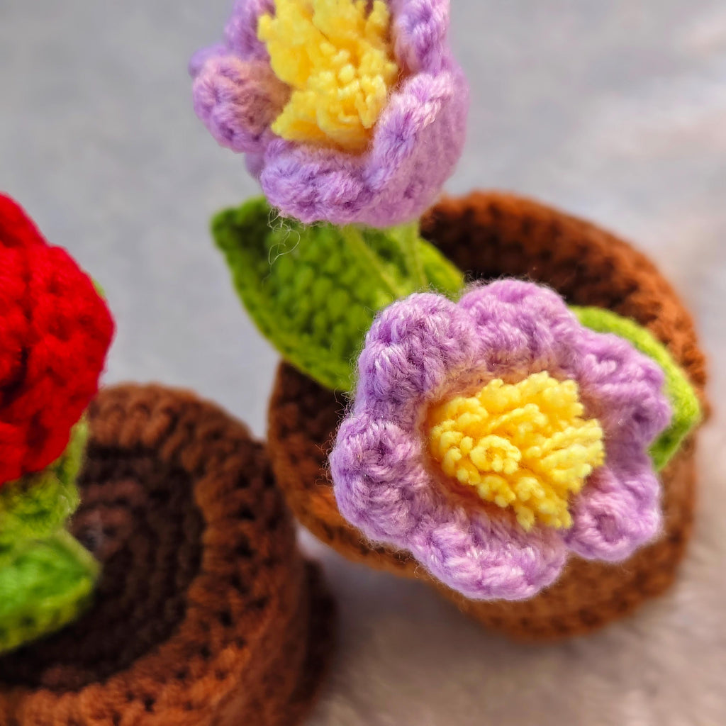 Handmade Crochet Potted Flower Knitted Flower Pot Cotton Yarn Home Decor