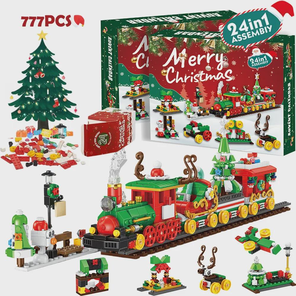 Christmas Train Building Block Advent Calendar 24‑Day Countdown Surprise Toy Set