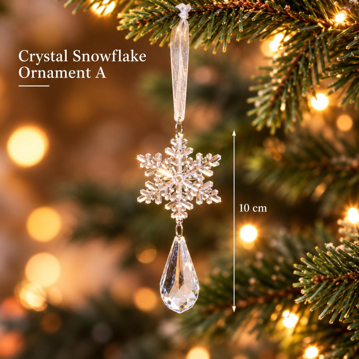 Crystal Christmas Ornaments, Snowflake & Icicle Hanging Decorations, Suncatcher, Holiday Home Decor, Xmas Gift