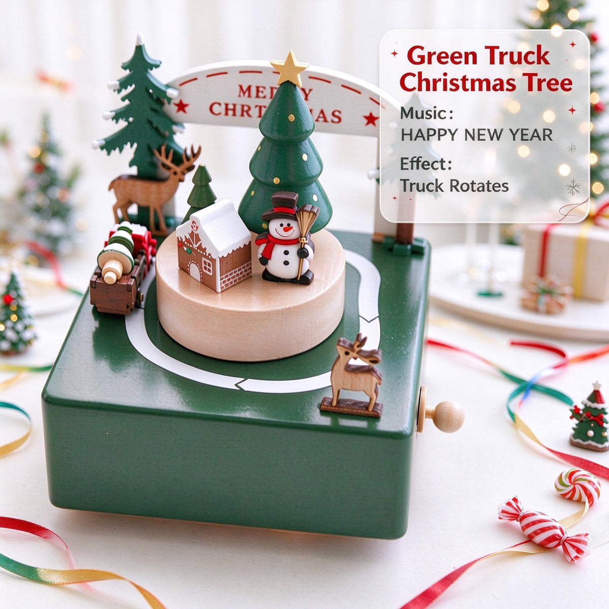 Wooden Music Box Rotating Carousel Handmade Keepsake Kids Gift