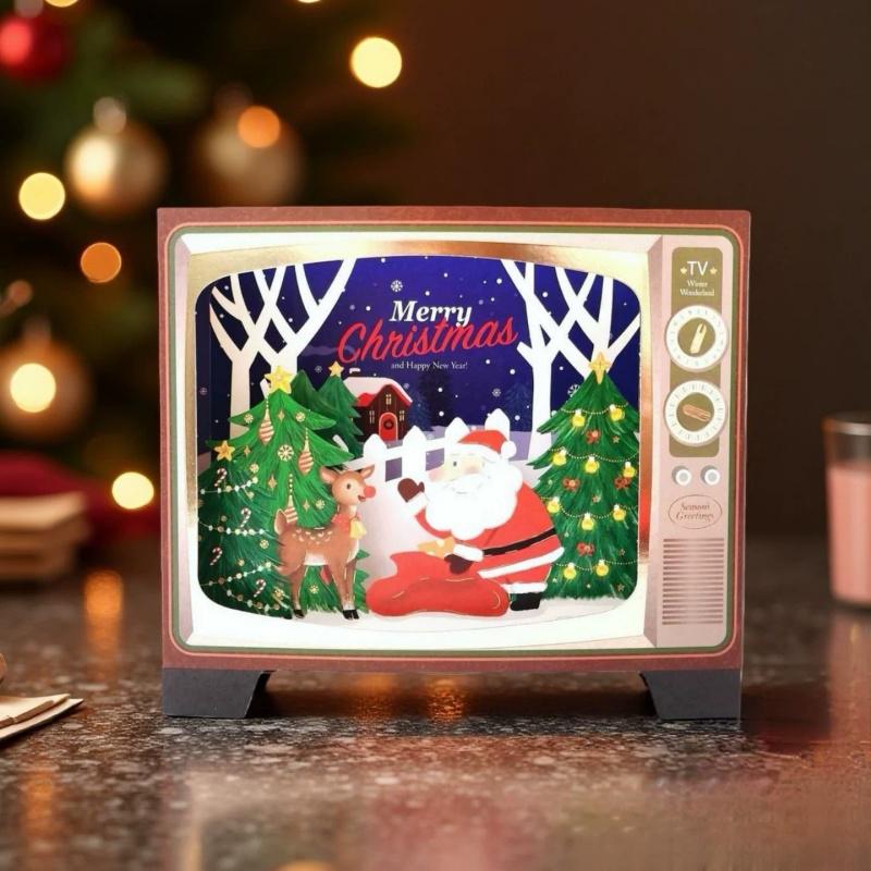 Christmas 3D Pop‑up Paper House Card Hollow Paper Craft Holiday Greeting Note