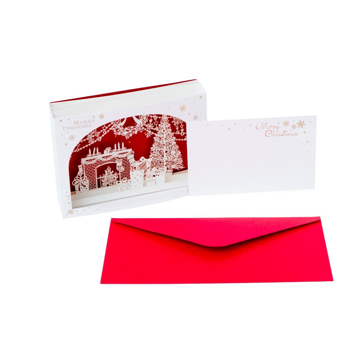 3D Pop‑up Christmas Greeting Card Laser Cut Paper Scene Desktop Decor Ornament