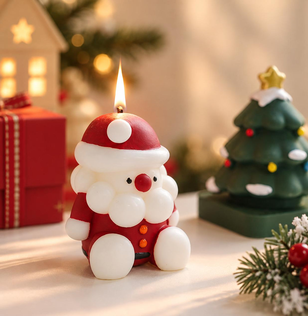 Christmas Scented Candle Set, Santa, Tree, Bell (Gift Box)