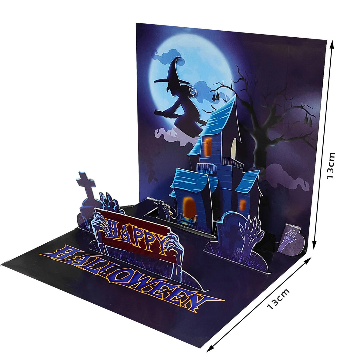 3D Pop-Up Halloween Card, Spooky Skull Pumpkin Scene (Digital Download)