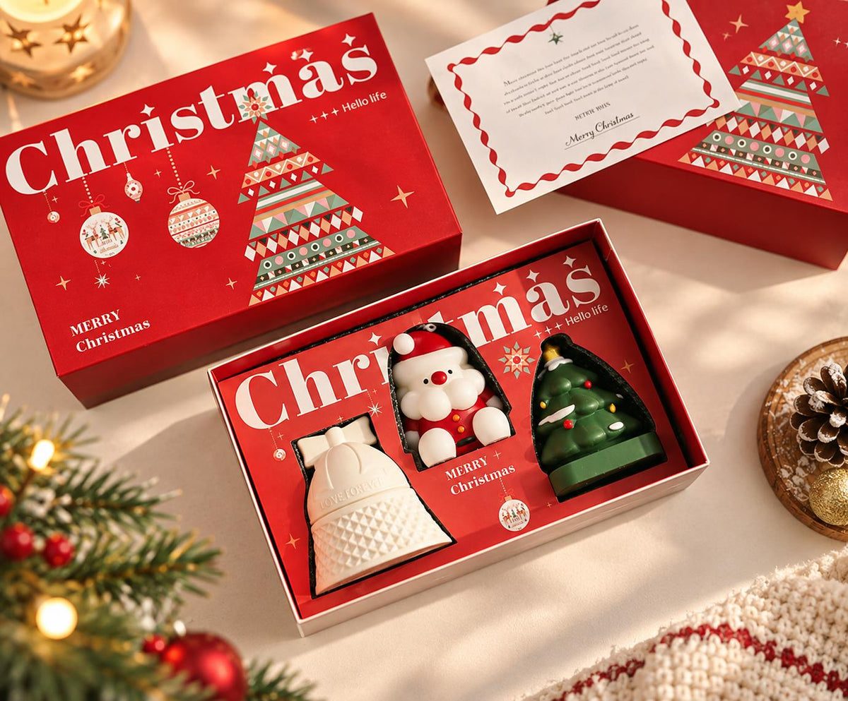 Christmas Scented Candle Set, Santa, Tree, Bell (Gift Box)