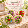 Hand Crocheted Mini Rose Bouquet Handmade Yarn Flower Tabletop Home Ornament Decor