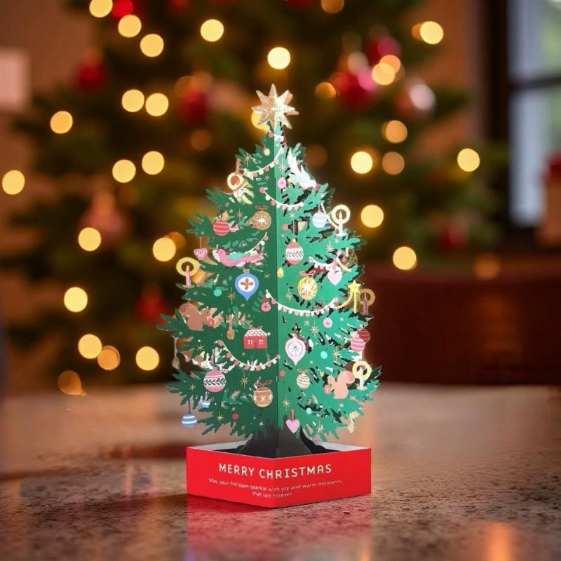 Christmas 3D Pop‑up Paper House Card Hollow Paper Craft Holiday Greeting Note