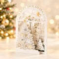 3D Christmas Card, Golden Winter Window: Layered Paper Tree with Separate Message Card