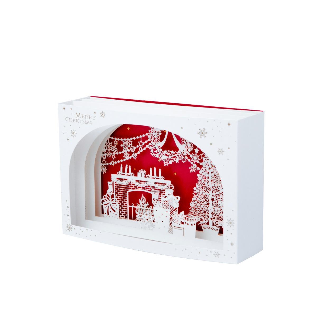 3D Pop‑up Christmas Greeting Card Laser Cut Paper Scene Desktop Decor Ornament